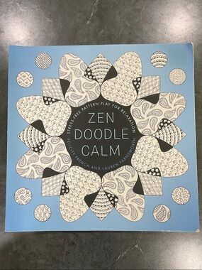 Zen Doodle Calm Blue Patterned Coloring Book by